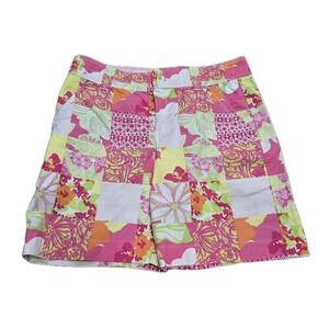 Lilly Pulitzer Callahan Shorts 4 Colorful Patchwork Print Pink Green
